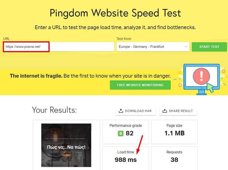 PINGDOM TEST FOR POSNA 10 2018